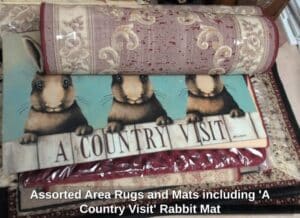 Assorted-Area-Rugs-and-Mats-including-A-Country-Visit-Rabbit-Mat