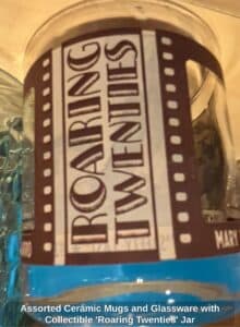 Assorted-Ceramic-Mugs-and-Glassware-with-Collectible-Roaring-Twenties-Jar-third-image