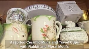 Assorted-Ceramic-Mugs-and-Travel-Cups-with-Rabbit-and-Floral-Motifs-fourth-image-1