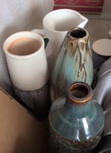 Assorted-Ceramic-Vases-with-Drip-and-Embossed-Glazes