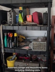 Assorted-Garage-and-Household-Items-including-Shelving-Units