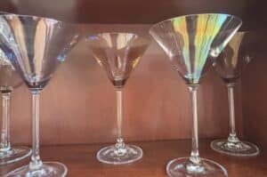 Assorted-Glassware-Collection-including-Brandy-Snifters-Martini-Glasses-Shot-Glasses-Tumblers-and-Crystal-Creamer-Sugar-Set-second-image