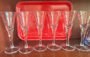 Assorted-Glassware-Collection-including-Brandy-Snifters-Martini-Glasses-Shot-Glasses-Tumblers-and-Crystal-Creamer-Sugar-Set-third-image