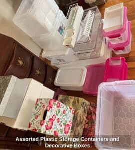 Assorted-Plastic-Storage-Containers-and-Decorative-Boxes-1