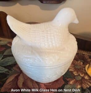 Avon-White-Milk-Glass-Hen-on-Nest-Dish