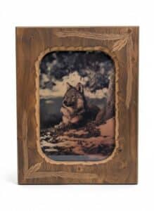 Big-Sky-Carvers-Grey-Wolf-Wood-Frame-Wall-Art