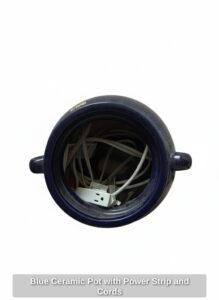 Blue-Ceramic-Pot-with-Power-Strip-and-Cords