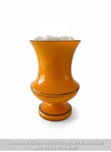 Bohemian-Czech-Yellow-Tango-Art-Glass-Vase-with-Black-Bird-Motif-second-image