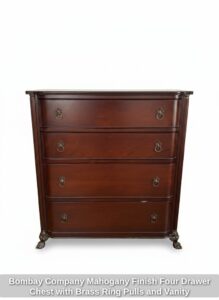 Bombay-Company-Mahogany-Finish-Four-Drawer-Chest-with-Brass-Ring-Pulls-and-Vanity-Items-1