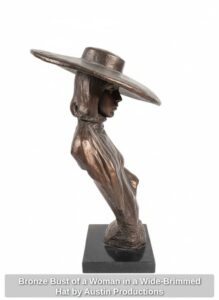 Bronze-Bust-of-a-Woman-in-a-Wide-Brimmed-Hat-by-Austin-Productions-fourth-image