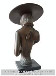 Bronze-Bust-of-a-Woman-in-a-Wide-Brimmed-Hat-by-Austin-Productions-second-image
