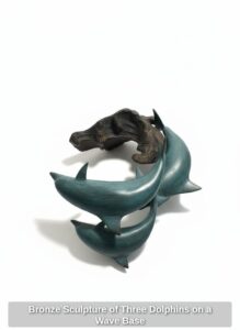 Bronze-Sculpture-of-Three-Dolphins-on-a-Wave-Base-second-image