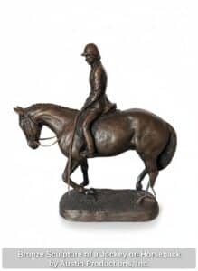 Bronze-Sculpture-of-a-Jockey-on-Horseback-by-Austin-Productions-Inc