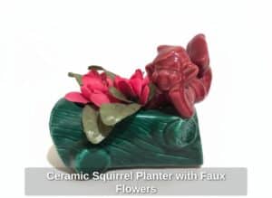 Ceramic-Squirrel-Planter-with-Faux-Flowers