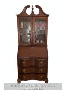 Chippendale-Style-Secretary-Desk-with-Display-Cabinet