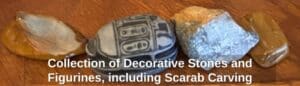 Collection-of-Decorative-Stones-and-Figurines-including-Scarab-Carving