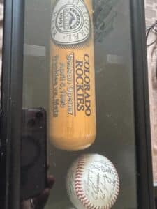 Colorado-Rockies-Inaugural-Season-Signed-Baseball-and-Bat-Display-second-image