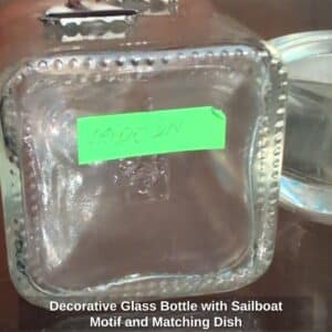 Decorative-Glass-Bottle-with-Sailboat-Motif-and-Matching-Dish-second-image