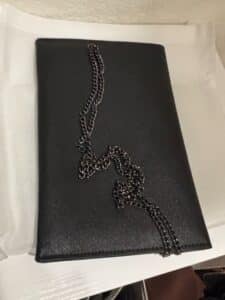 DexMey-Black-Saffiano-Leather-Envelope-Clutch-with-Chain-Strap-second-image