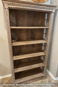Distressed-Wood-Bookcase-with-Rope-Molding