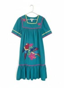 Embroidered-Parrot-Floral-Dress-with-Teal-Jacket-and-White-Tank-Top-Lot-third-image