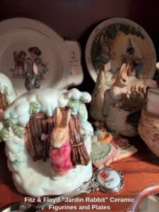Fitz-Floyd-Jardin-Rabbit-Ceramic-Figurines-and-Plates