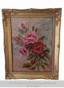 Floral-Still-Life-Oil-Painting-with-Ornate-Gilt-Frame