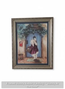 Framed-Bunny-Rabbit-Painting-Bunny-At-The-Door