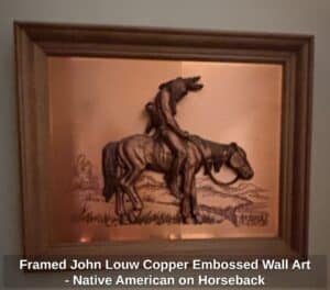 Framed-John-Louw-Copper-Embossed-Wall-Art-Native-American-on-Horseback