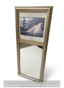 Framed-Nautical-Print-of-Sailboat-and-Lighthouse-with-Mirror