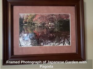 Framed-Photograph-of-Japanese-Garden-with-Pagoda