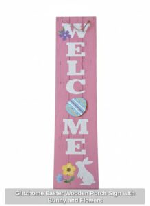 Glitzhome-Easter-Wooden-Porch-Sign-with-Bunny-and-Flowers