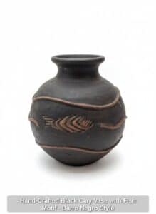Hand-Crafted-Black-Clay-Vase-with-Fish-Motif-Barro-Negro-Style-second-image