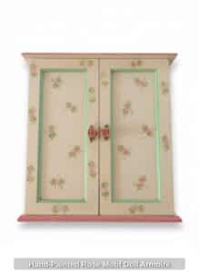 Hand-Painted-Rose-Motif-Doll-Armoire