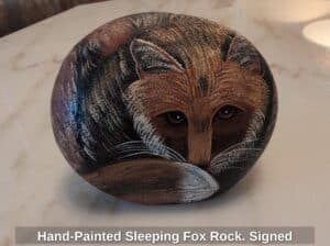 Hand-Painted-Sleeping-Fox-Rock.-Signed