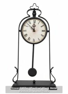 Howard-Miller-Paulina-Black-Metal-Pendulum-Mantel-Clock