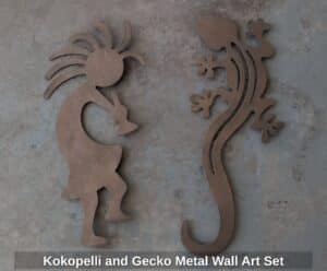 Kokopelli-and-Gecko-Metal-Wall-Art-Set