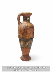 Large-Decorative-Vase-with-Leather-like-Finish-and-Metal-Accents