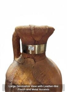 Large-Decorative-Vase-with-Leather-like-Finish-and-Metal-Accents-second-image