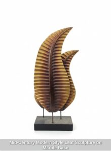 Mid-Century-Modern-Style-Leaf-Sculpture-on-Marble-Base