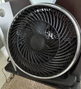 Modern-Black-Oscillating-Fan-with-Chrome-Accent
