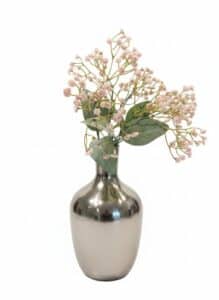 Modern-Silver-Tone-Vase-with-Faux-Pink-Flowers
