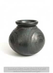 Oaxacan-Barro-Negro-Pottery-Pot-with-Incised-Geometric-Designs