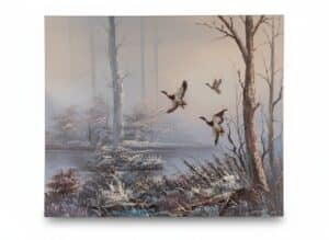 Original-Oil-Painting-of-Ducks-in-Marsh-by-Reynolds-third-image