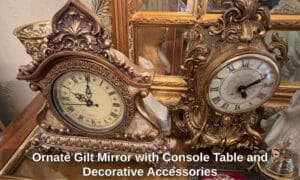 Ornate-Gilt-Mirror-with-Console-Table-and-Decorative-Accessories-third-image