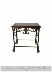 Ornate-Metal-Plant-Stand-with-Faux-Marble-Top