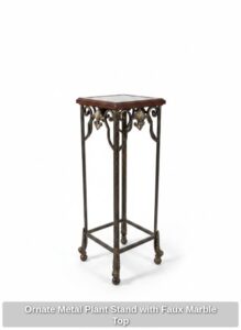 Ornate-Metal-Plant-Stand-with-Faux-Marble-Top-second-image
