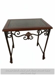 Ornate-Scroll-Metal-and-Wood-Accent-Table-with-Glass-Top