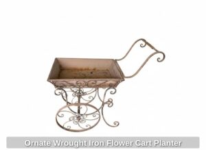 Ornate-Wrought-Iron-Flower-Cart-Planter