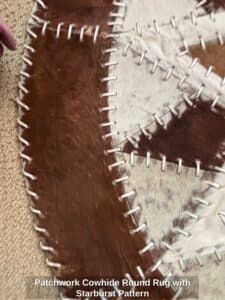 Patchwork-Cowhide-Round-Rug-with-Starburst-Pattern-second-image